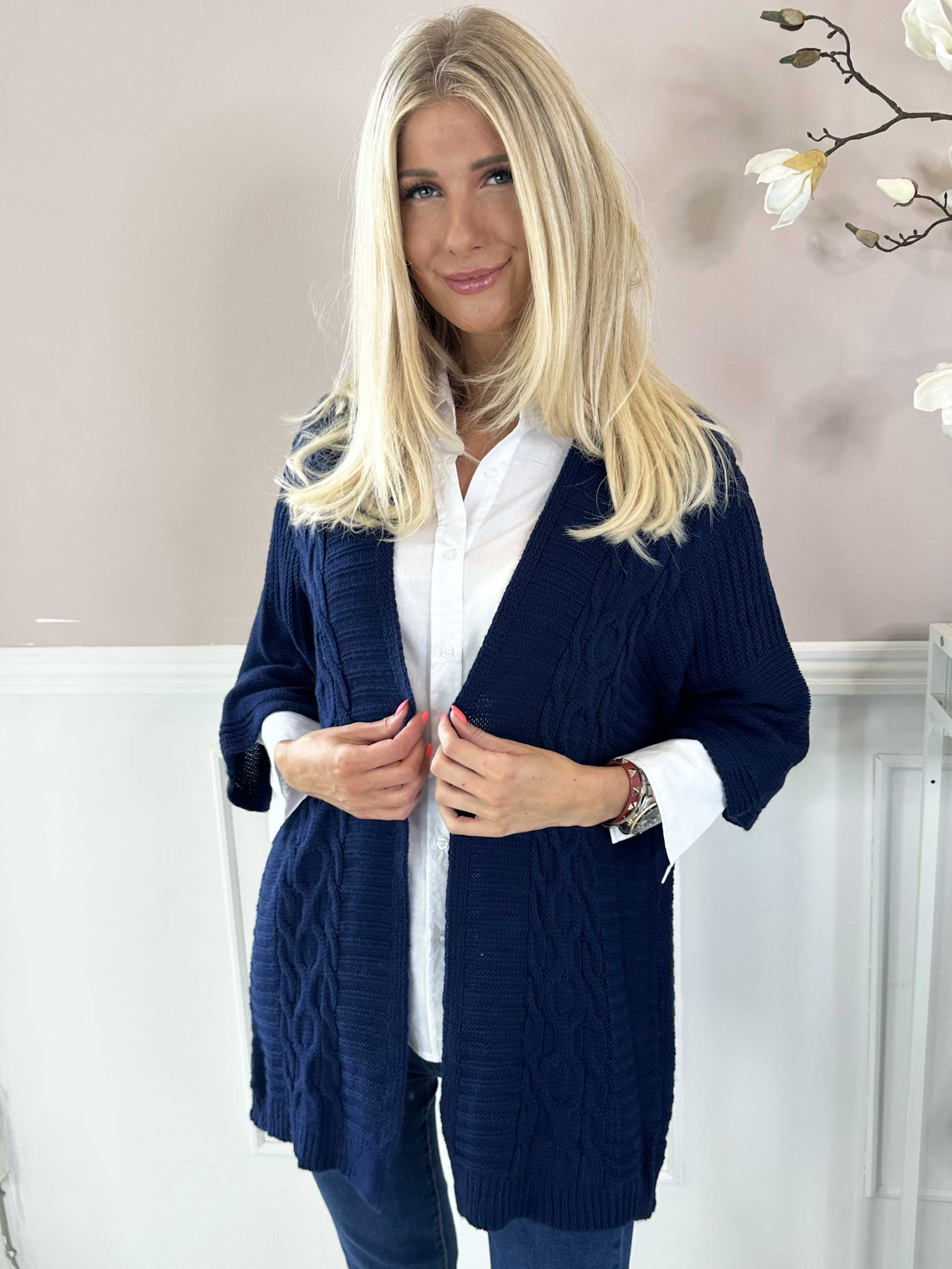 Avalon - Strikcardigan med korte ærmer